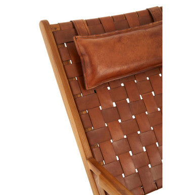 Kendari Teak Wood And Woven Leather Chair