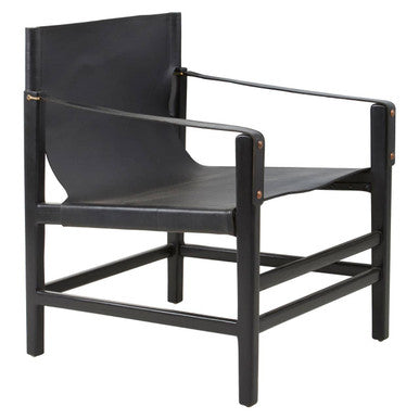 Black Teak Wood Frame Armchair