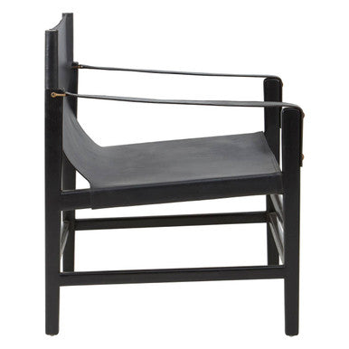 Black Teak Wood Frame Armchair