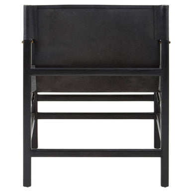 Black Teak Wood Frame Armchair