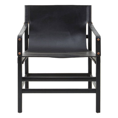 Black Teak Wood Frame Armchair