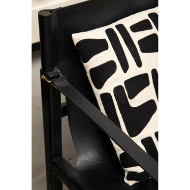 Black Teak Wood Frame Armchair