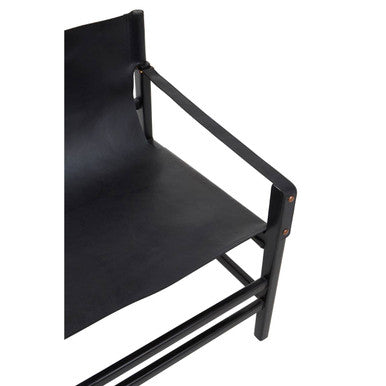 Black Teak Wood Frame Armchair