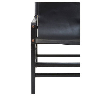 Black Teak Wood Frame Armchair