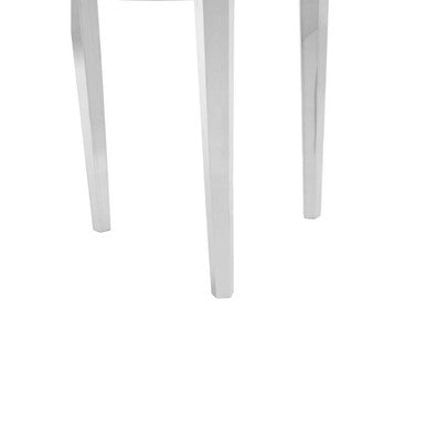 Smoky Grey Glass Round End Table with Silver Frame