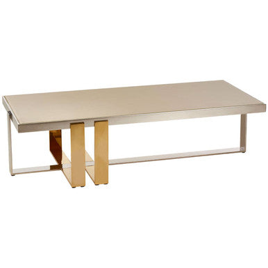 Rectangular Frosted Glass Coffee Table with Gold Stainless Steel Base