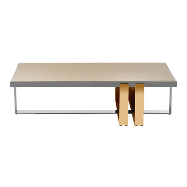 Rectangular Frosted Glass Coffee Table with Gold Stainless Steel Base