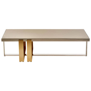 Rectangular Frosted Glass Coffee Table with Gold Stainless Steel Base