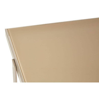 Rectangular Frosted Glass Coffee Table with Gold Stainless Steel Base