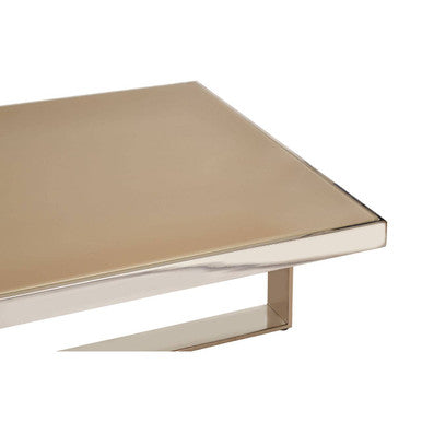 Rectangular Frosted Glass Coffee Table with Gold Stainless Steel Base
