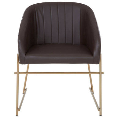 Brown Faux Leather Dining Chair