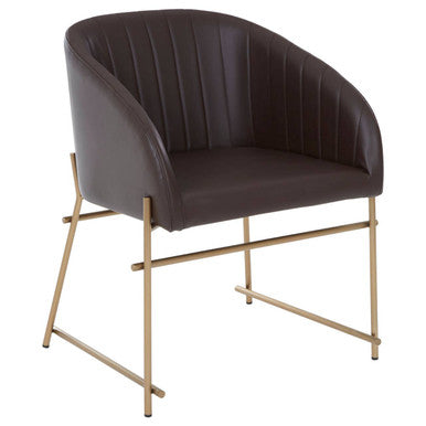 Brown Faux Leather Dining Chair