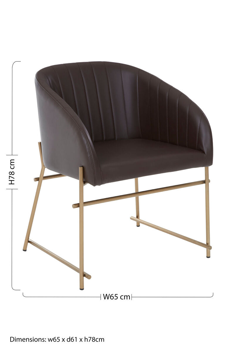 Brown Faux Leather Dining Chair