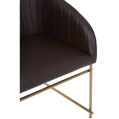 Brown Faux Leather Dining Chair