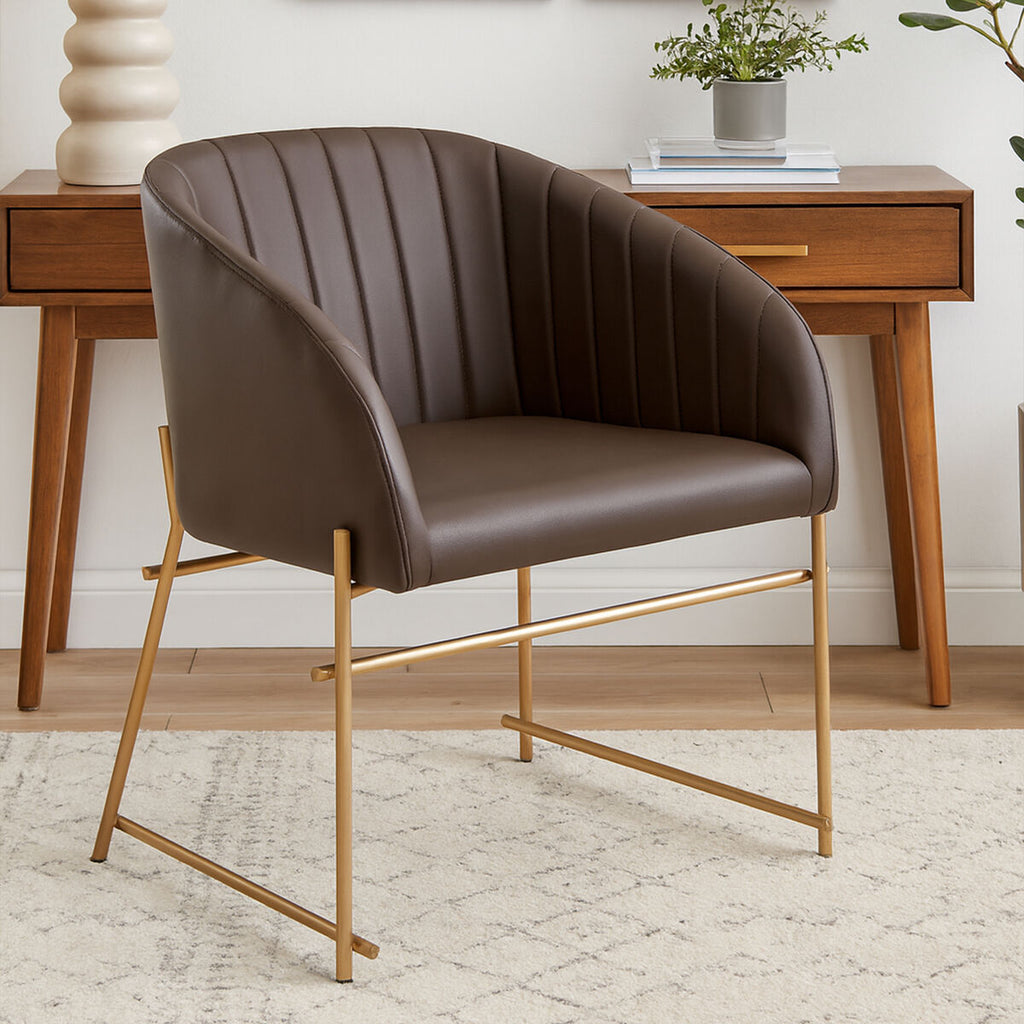 Brown Faux Leather Dining Chair