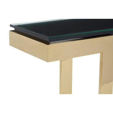 Gold and Black Console Table with Glass Top