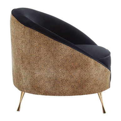 Manhattan Black Velvet and Leopard Print Cocoon Chair