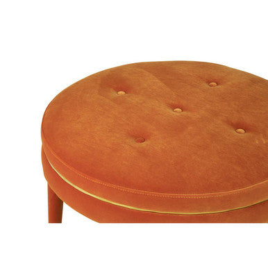 Orange Velvet Footstool with Gold Trim