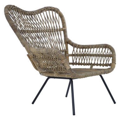 Natural Rattan Chair with Iron Base