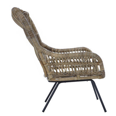 Natural Rattan Chair with Iron Base