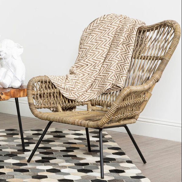 Natural Rattan Chair with Iron Base