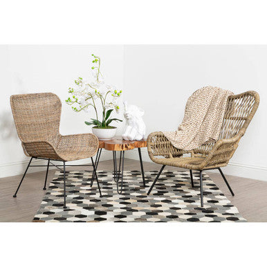 Natural Rattan Chair with Iron Base