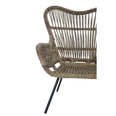 Natural Rattan Chair with Iron Base