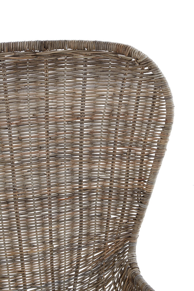 Curved Natural Rattan Chair with Iron Base