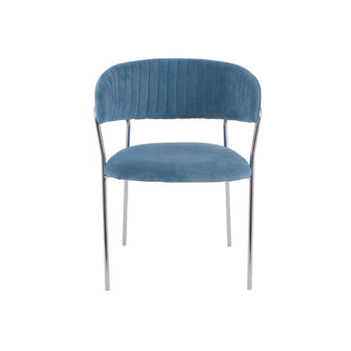 Blue Channel Chrome Dining Chair