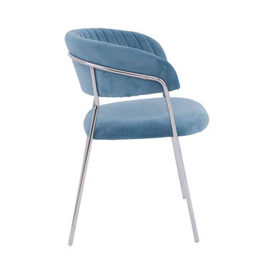Blue Channel Chrome Dining Chair
