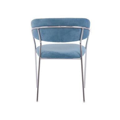 Blue Channel Chrome Dining Chair