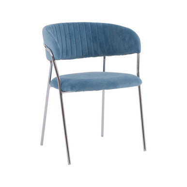 Blue Channel Chrome Dining Chair