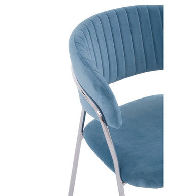 Blue Channel Chrome Dining Chair