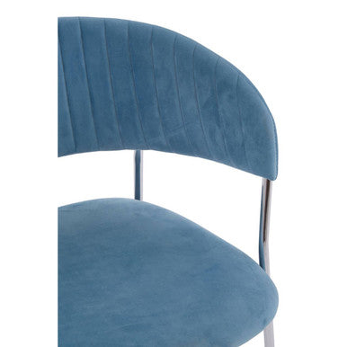 Blue Channel Chrome Dining Chair