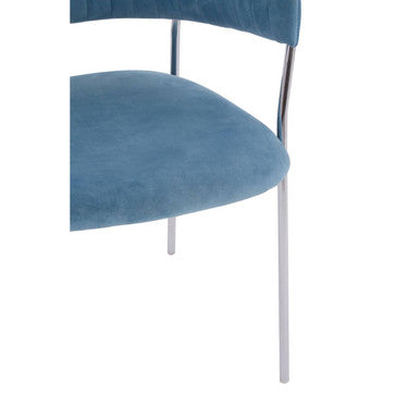 Blue Channel Chrome Dining Chair