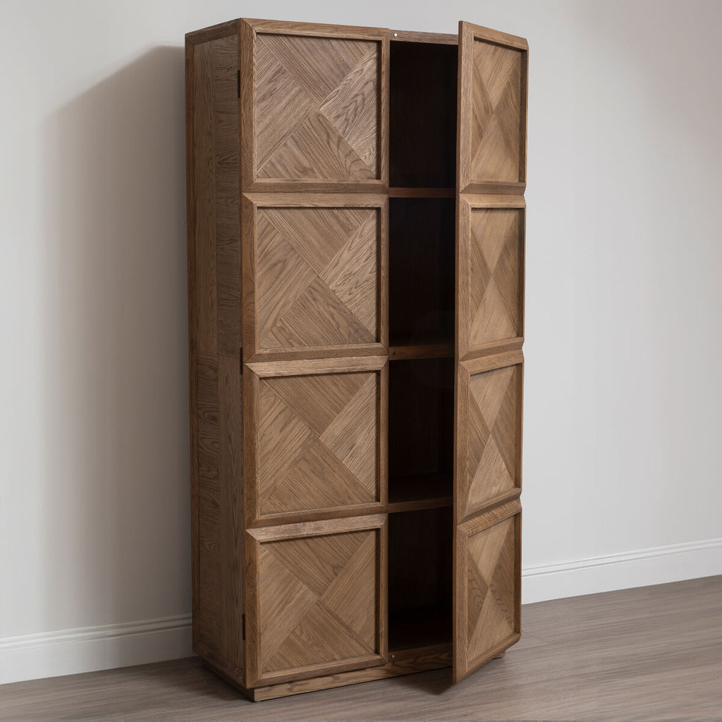 Natural Oak Wood Tall Cabinet
