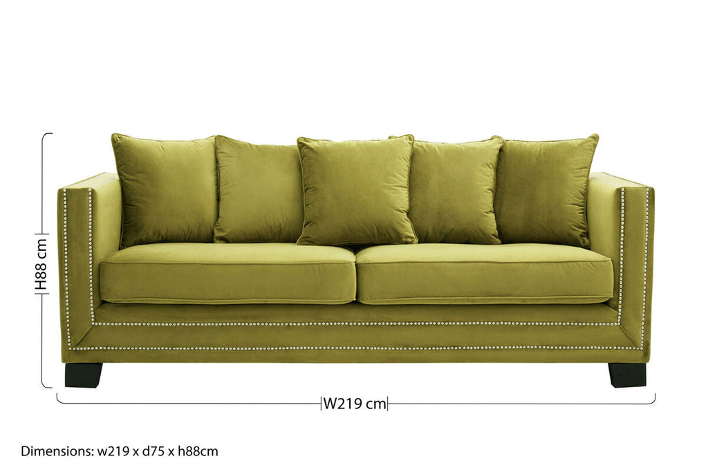 3 Seater Moss Velvet Sofa Sofia
