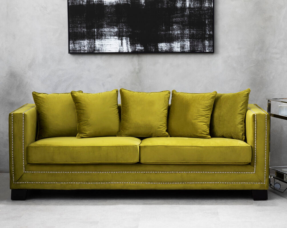 3 Seater Moss Velvet Sofa Sofia