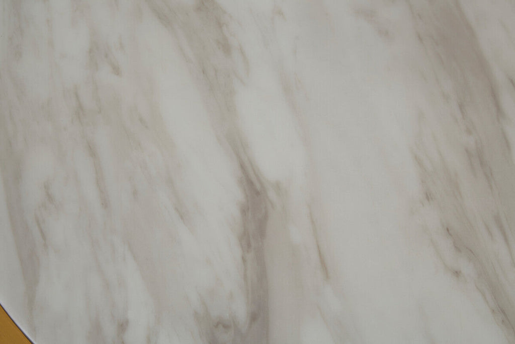 Round White Marble Coffee Table with Gold Steel Base