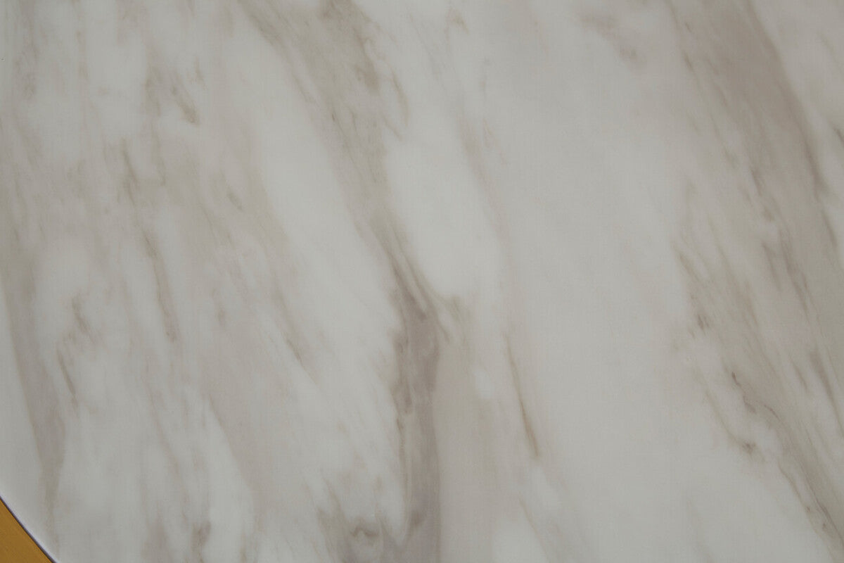 Round White Marble Coffee Table with Gold Steel Base