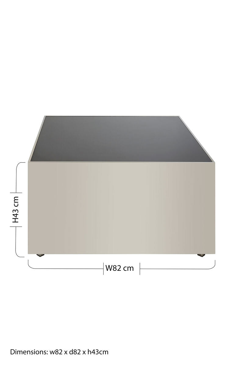 Black Tempered Glass Square Coffee Table with Chrome Frame