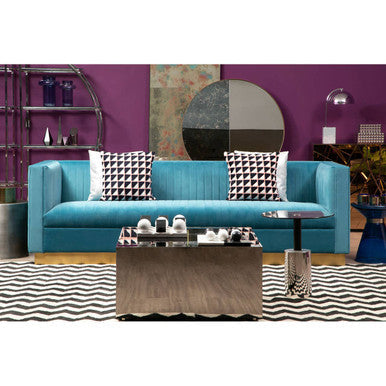 Black Tempered Glass Square Coffee Table with Chrome Frame