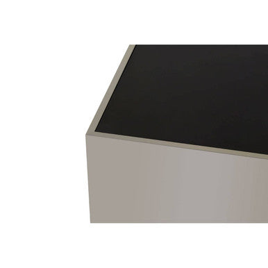 Black Tempered Glass Square Coffee Table with Chrome Frame