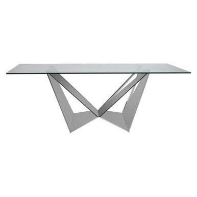 Silver Tempered Glass Top Dining Table with Chrome Legs
