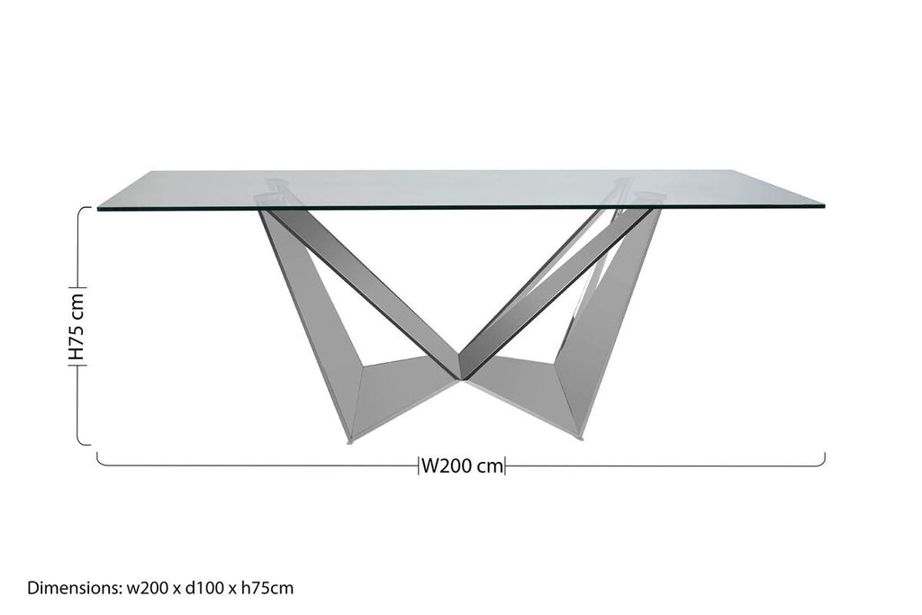 Silver Tempered Glass Top Dining Table with Chrome Legs