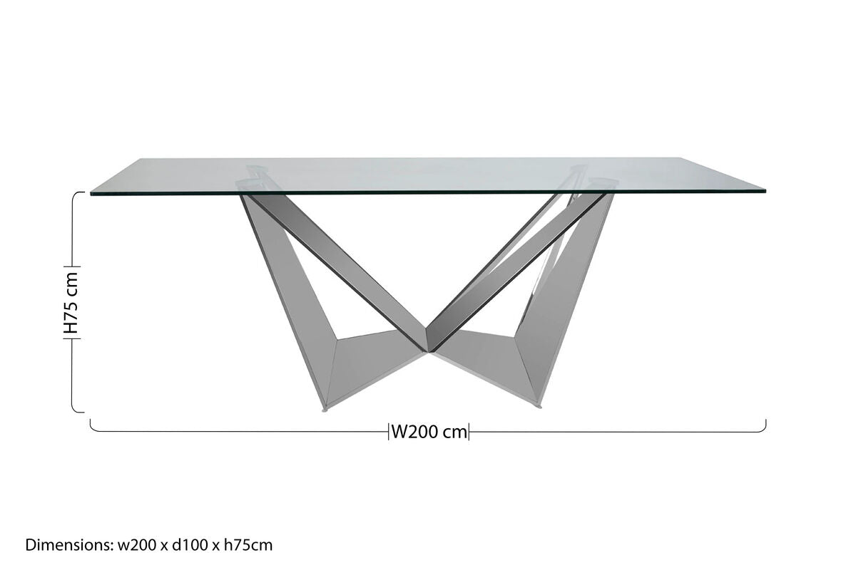 Silver Tempered Glass Top Dining Table with Chrome Legs