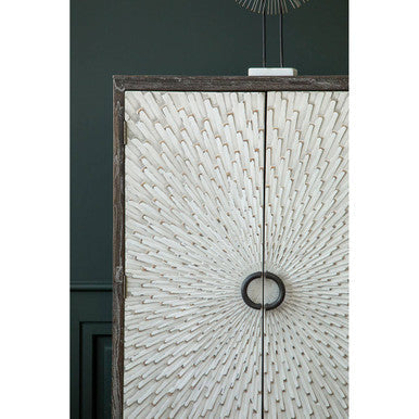 Two Door Elm Wood Wine Cabinet in Cool Grey