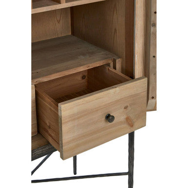 Two Door Elm Wood Wine Cabinet in Cool Grey