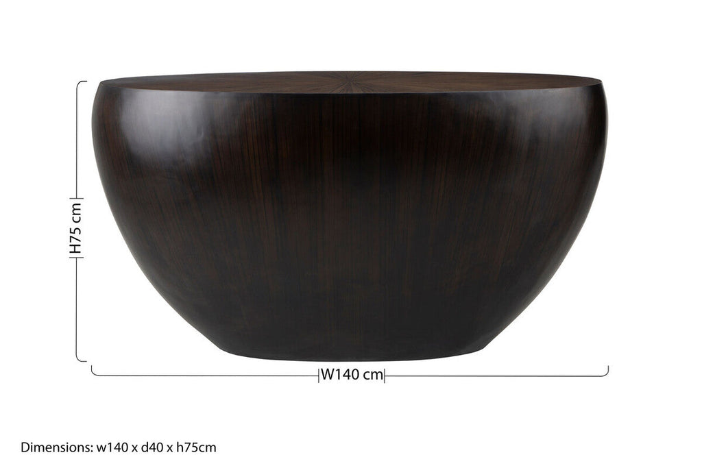 Round Console Table with Starburst Wood Top and Grey Bamboo Base