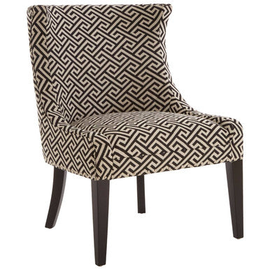 Greek Key Design Wingback Accent Chair with Black Legs